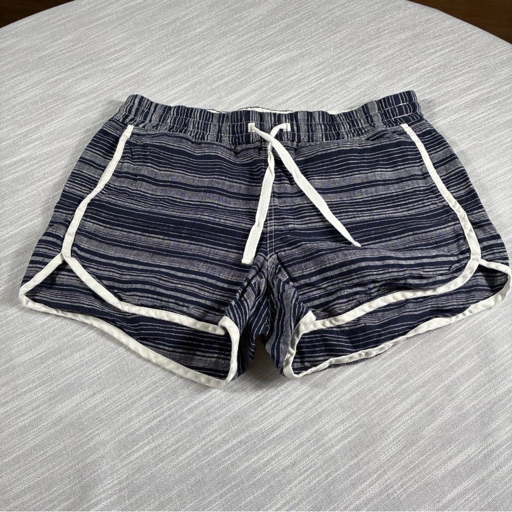 Linen & Cotton Athleta Sandbar Sz 10 Navy Striped  Retro Style